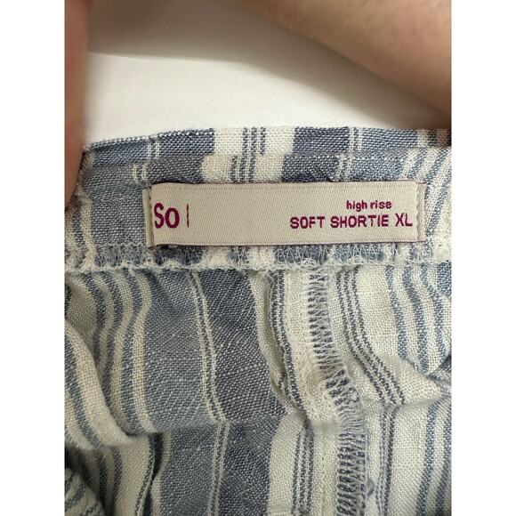 SO Juniors Shorts Size XL Blue Striped High Rise Soft Shortie Elastic Waist - Picture 3 of 11